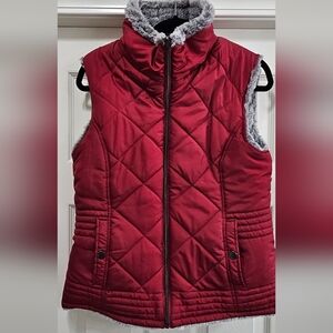 Quilted Red And Grey Reversible Women's Vest